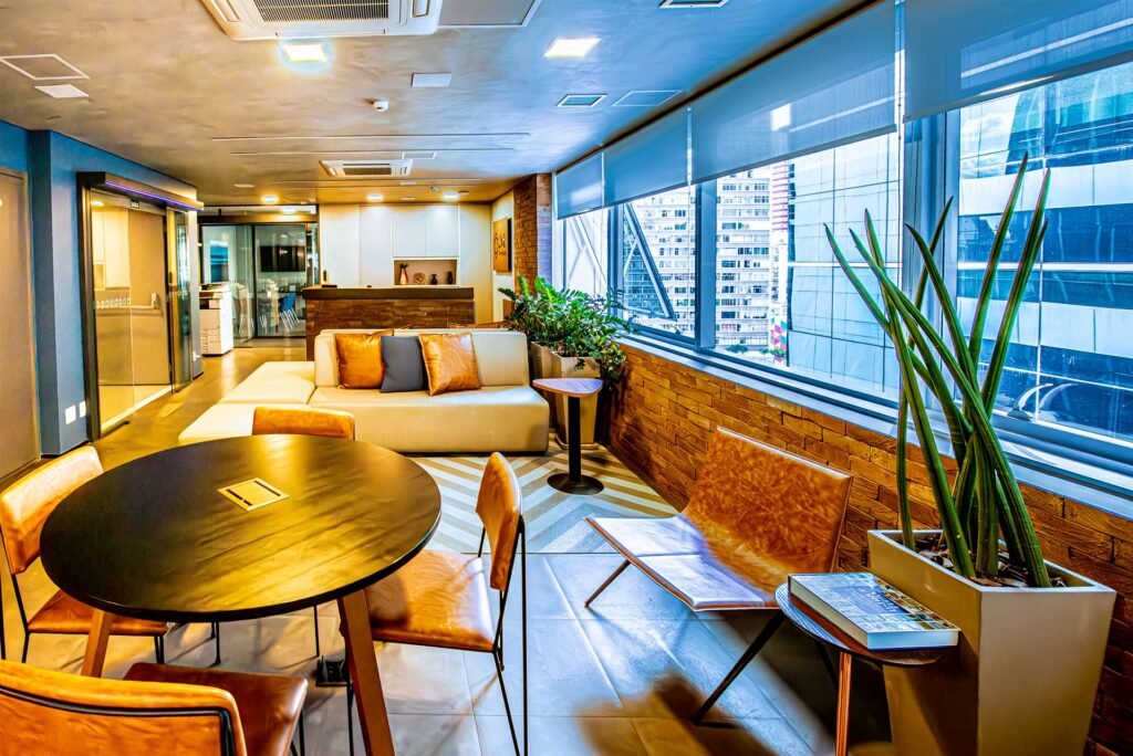 Lounge do Club Coworking Paulista, espaço de networking do evento